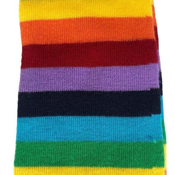 Forever 21 Rainbow Knee High Socks Brite Lesbian Gay Pride LGBTQ+ Goth Punk Emo - Picture 3 of 3